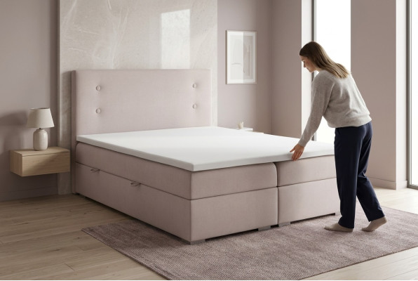 Boxspring Bett Kasten Funktion Hotel Doppel Komplett Set Topper Matratze Betten