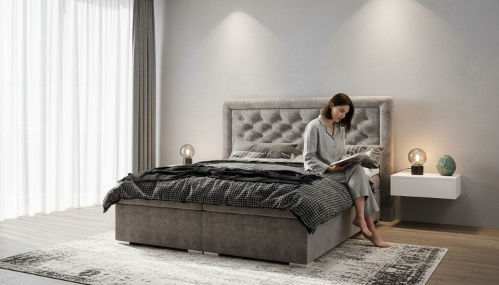 Schlafzimmer Chesterfield Boxspring Bett Doppel Betten Polster Kasten Funktion
