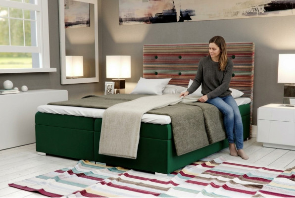 Chesterfield Bett Boxspring Hotel Doppel Komplett Set Topper Matratze Betten Neu