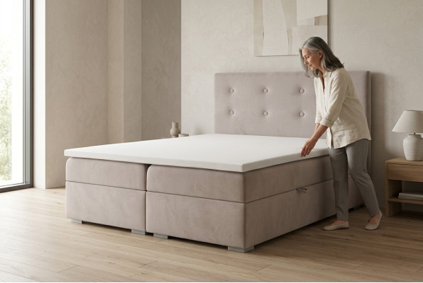 Bett Kasten Funktion Boxspring Hotel Doppel Komplett Set Topper Matratze Betten