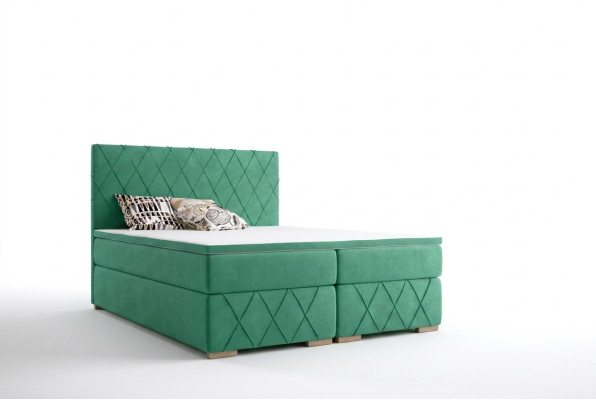 Boxspring Bett Komplett Set mit Matratze & Topper Luxus Polster Textil Betten