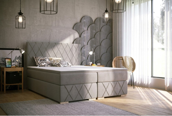 Boxspring Bett Komplett Set Matratze & Topper Luxus Polster 180x200cm Betten Neu