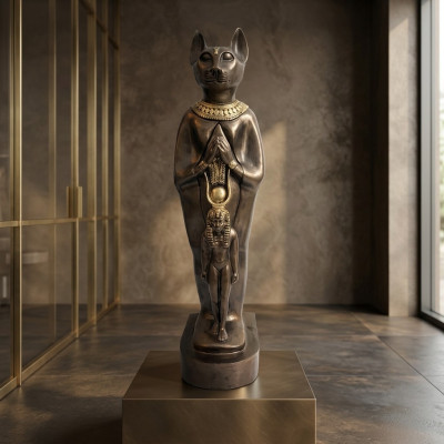 Skulptur Ägypten Göttin Katzen Bastet Statuen Ägyptische Statue Figuren Pharao