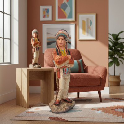 Indianer Figur Statue Ureinwohner USA Garten Deko Skulptur Figuren Statuen 90cm