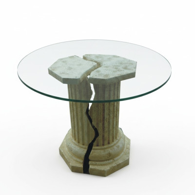 Römisches Design Couchtisch Rund Beistelltisch Säulen Wohnzimmer Möbel Tische