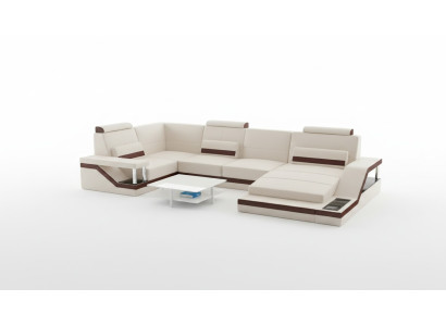 Wohnlandschaft Sofa + USB Polster Sitz Ecksofa Garnitur Textil Stoff Leder Sofas