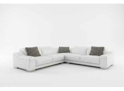 Wohnlandschaft Polster Ecke Eck Sofa mit USB Garnitur Landschaft Leder 2711D