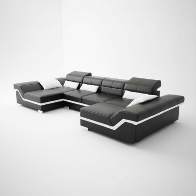 xxl Ledersofa mit USB Ecksofa Wohnlandschaft Big Couch Ledergarnitur Polster Neu