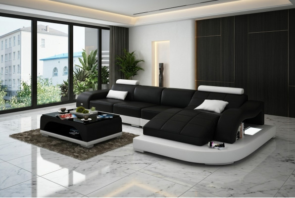 Wohnlandschaft Ecksofa Sofa mit USB Ledersofa Designersofa Sitz Polster Neu 3375