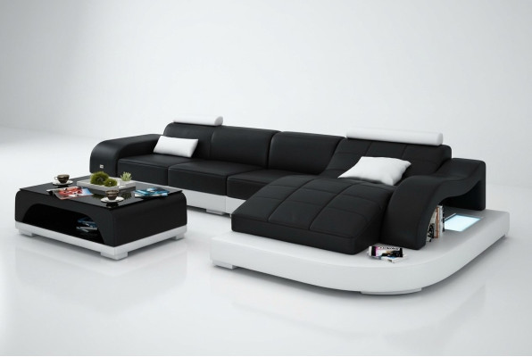 Wohnlandschaft Ecksofa Sofa mit USB Ledersofa Designersofa Sitz Polster Neu 3375