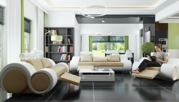 DESIGNER SOFA+USB SOFAGARNITUR 3/2/1 SITZER RELAX COUCH POLSTERGARNITUR TEXTIL