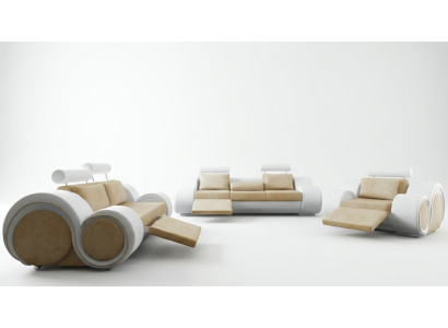 DESIGNER SOFA+USB SOFAGARNITUR 3/2/1 SITZER RELAX COUCH POLSTERGARNITUR TEXTIL