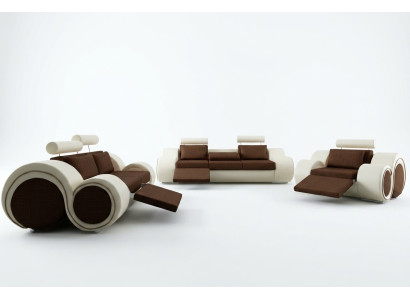 Designer Sofagarnitur 3+2+1 mit USB Polster Sofa Garnituren Braune Couch Set