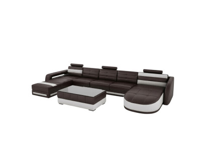 LEDERSOFA ECKSOFA mit USB DESIGNER PISA WOHNLANDSCHAFT COUCH SOFA U FORM COLO 3