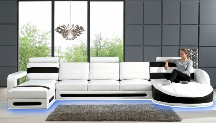 Wohnlandschaft Sofa Eckcouch Polster Garnitur Eck Ecke Sofas XXL Ecksofa mit USB