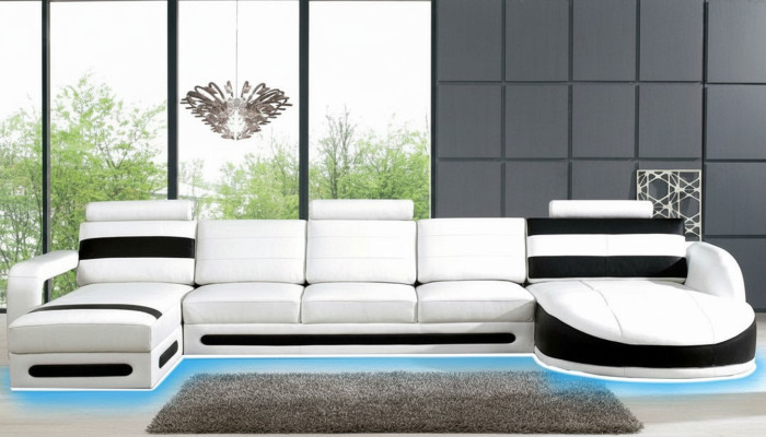 Wohnlandschaft Sofa Eckcouch Polster Garnitur Eck Ecke Sofas XXL Ecksofa mit USB