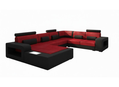 Sofa mit USB Stoff Textil Leder Sofa mit Beleuchtung Wohnlandschaft Maßfertigung