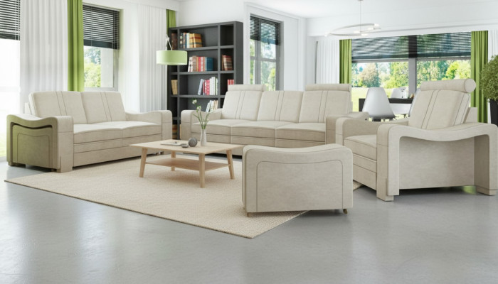 Sofagarnitur Textil Polster Sofa mit USB Garnitur Stoffsofa 3+2+1 Wohnlandschaft