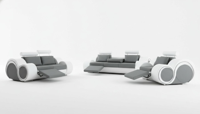 Sofa Polster 3+2 Sitz mit USB Sofa Ledersofa Massanfertigung Couch Garnitur Neu