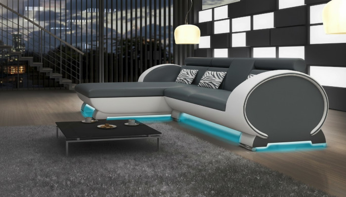 LEDERSOFA ECKSOFA SOFAGARNITUR DESIGNER COUCH BARFUNKTION SOFA mit USB POLSTER