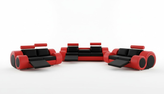 Sofa BERLIN Polster Couch Garnitur 3+2 Sitz Designer Sofa Ledersofa mit USB Neu