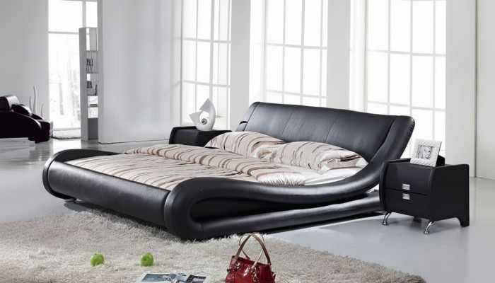 XXL Doppelbett Lederbett Bett Betten mit USB,Leder Designer 4761