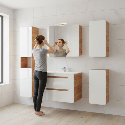 Design Badezimmer Möbel Bad 5tlg. Set Garnitur Schrank Beleuchtung