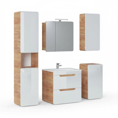 Design Badezimmer Möbel Bad 5tlg. Set Garnitur Schrank Deko Waschbecken