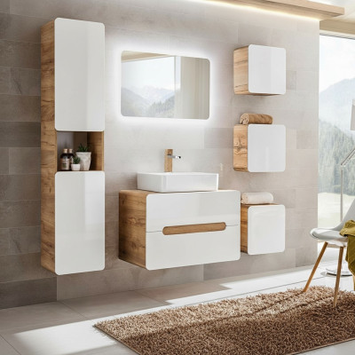 Design Badezimmer Möbel Bad 6tlg. Set Garnitur Schrank Deko Waschbecken