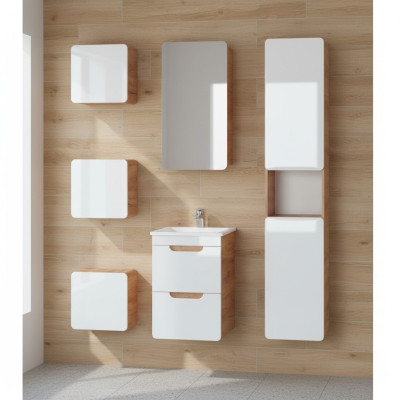 Design Badezimmer Möbel Gruppe Bad 6tlg. Set Garnitur Schrank Waschbecken Holz