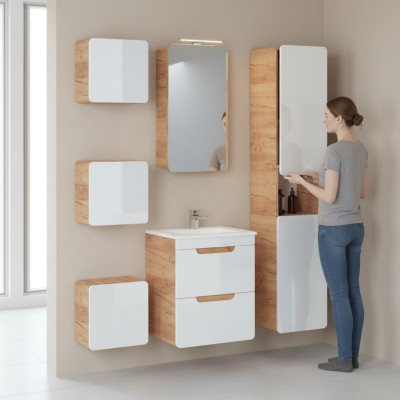 Design Badezimmer Möbel Bad 6 tlg. Set Garnitur Schrank Waschbecken