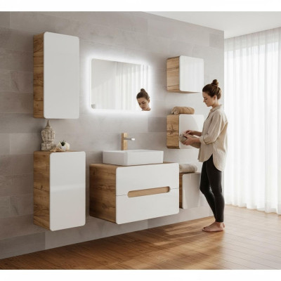 Design Badezimmer Möbel Bad 7 tlg. Set Garnitur Schrank Waschbecken