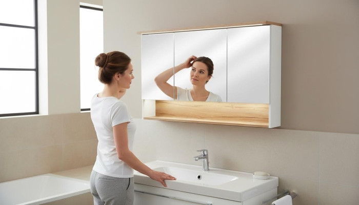 Spiegelschrank Wandschrank Badezimmerschrank mit Spiegel 120 cm LED