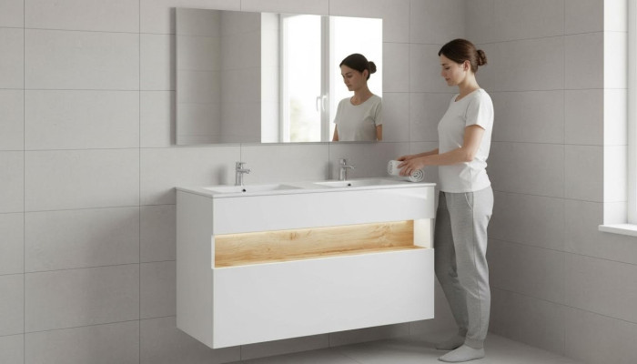 Doppel Waschtisch Waschbeckenunterschrank mit Waschtisch Becken