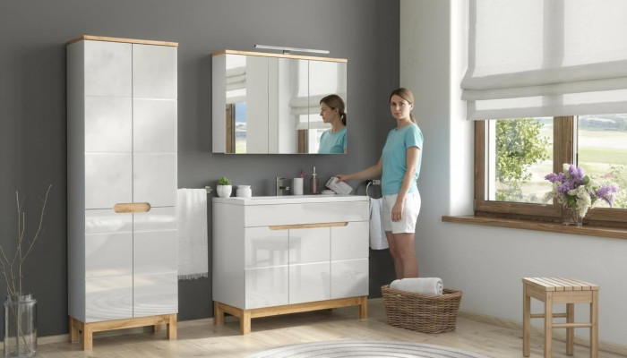 Design Badezimmer Möbel Bad Set Garnitur Schrank Waschbecken Badmöbelsets 3tlg.