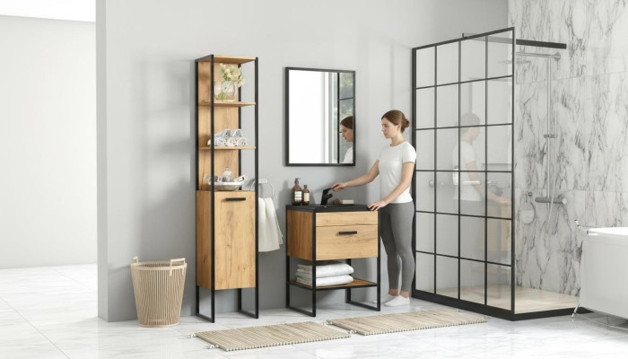 Design Badezimmer Möbel Bad 5 tlg. Set Garnitur Schrank Waschbecken
