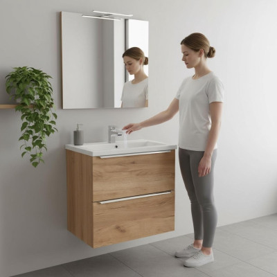 Design Luxus Waschtisch Waschbecken Wand Hänge Schrank mit Einbau