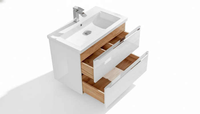 Badmöbel Set 80cm Waschbecken mit Unterschrank Waschtisch Schublade Hängeschrank
