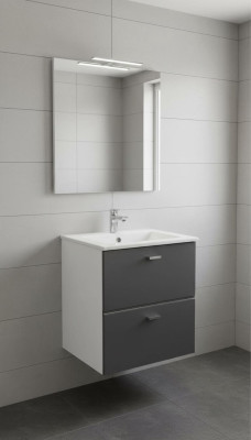 Badmöbel Set 40cm Waschbecken mit Unterschrank Waschtisch Schublade Hängeschrank