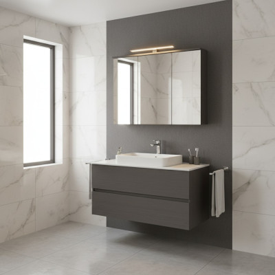 Spiegelschrank Wandschrank Badezimmerschrank mit Deko Spiegel 80 cm LED
