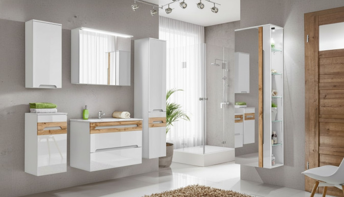 Design Badezimmer Möbel Bad 6 tlg. Set Garnitur Deko Schrank Waschbecken
