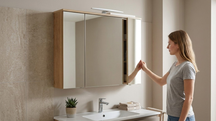 Spiegelschrank Wandschrank Badezimmerschrank Deko mit Spiegel 80 cm LED