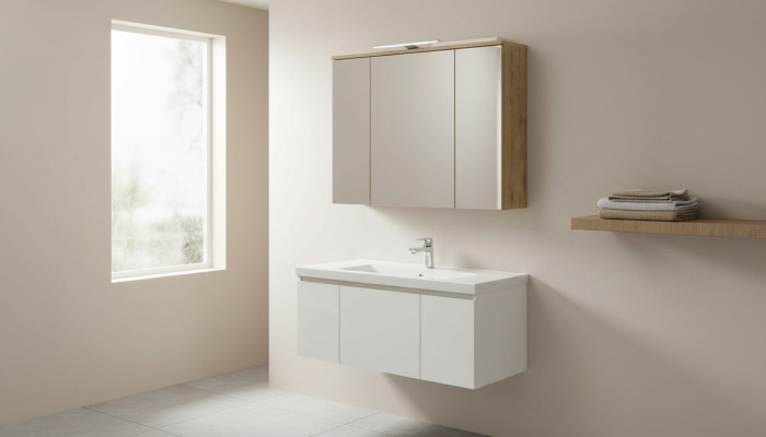 Spiegelschrank Wandschrank Badezimmerschrank Deko mit Spiegel 80 cm LED