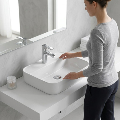 Keramik Waschtisch Waschbecken Aufsatzwaschtisch Weiß Deko Waschbecken