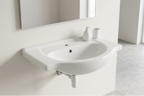 Keramik Waschtisch Waschbecken Einbau Becken Weiß Waschbecken