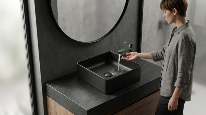 Waschtisch Schwarzer Aufsatz Tisch Platte Waschbecken Becken Aufsetzen Keramik