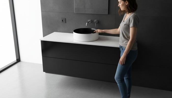 Runde Rundbecken Aufsatz waschbecken Schwarz Weiß Becken