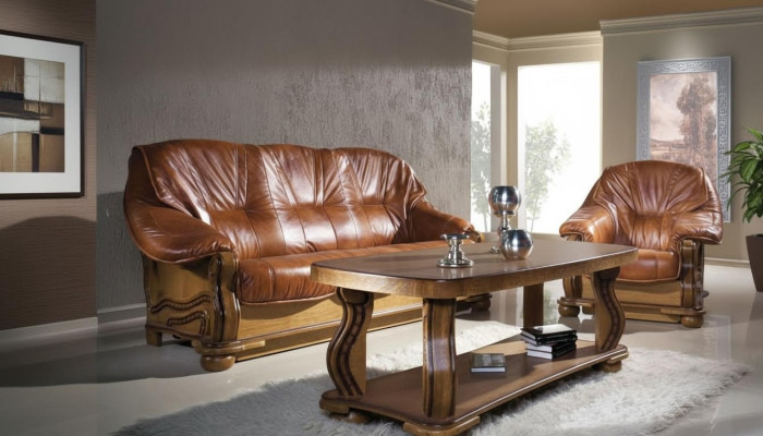 Antik Stil Ledersofa Couch Sofagarnitur 3+2+1 Sitzer Italienisches Leder Polster