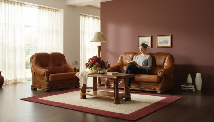 Wohnzimmer sofagarnitur Couch Polster Sofa 100% Echtes Leder Holz 3+1