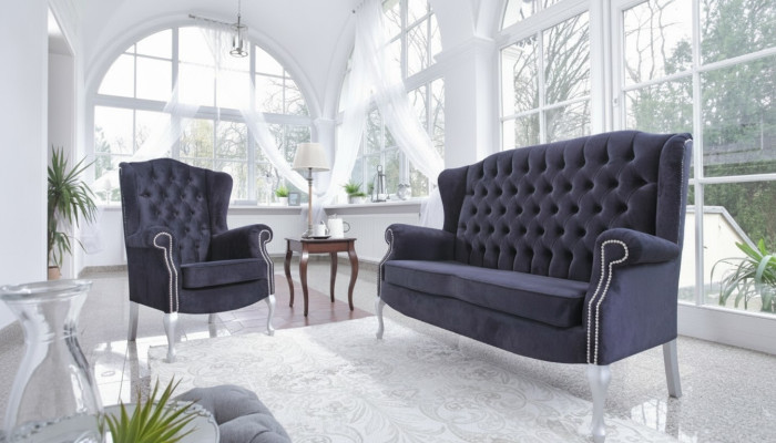 Klassische Chesterfield Sofagarnitur 3+1+1 Sitzer Sofa Couch Polster Samt Neu